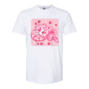 Cute Pink Strawberry Milk Snake Kawaii Ball Python Softstyle CVC T-Shirt