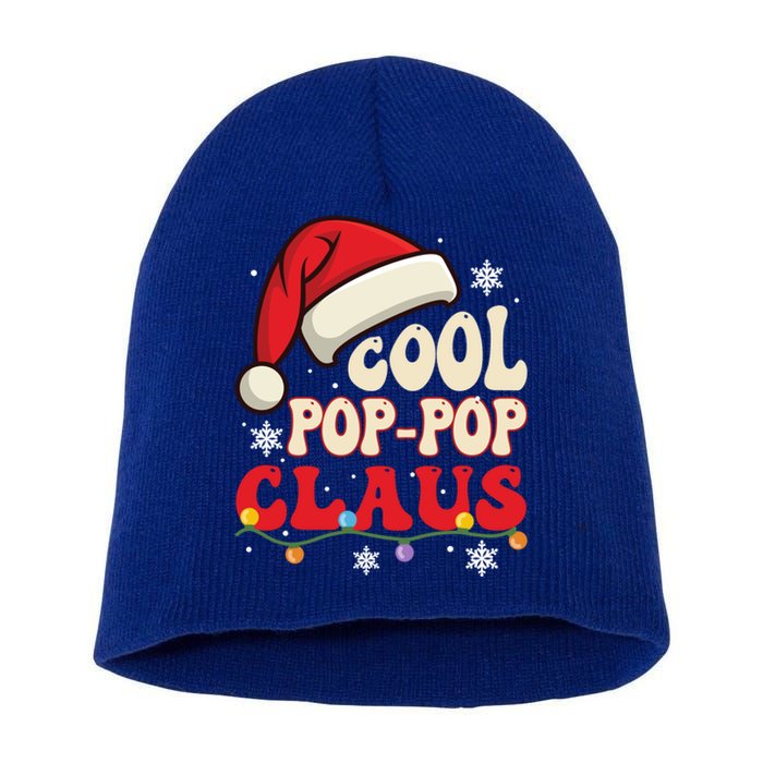 Cool Poppop Santa Claus Christmas Matching Costume Funny Gift Short Acrylic Beanie