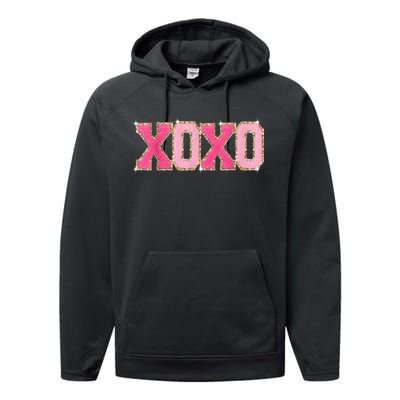 Chenille Patch Sparkling Xoxo Valentine Day Heart Love Gift Performance Fleece Hoodie