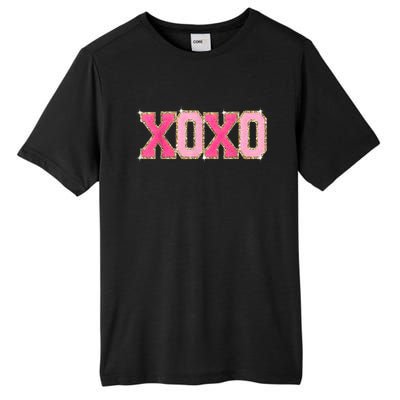 Chenille Patch Sparkling Xoxo Valentine Day Heart Love Gift Tall Fusion ChromaSoft Performance T-Shirt