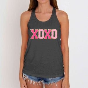 Chenille Patch Sparkling Xoxo Valentine Day Heart Love Gift Women's Knotted Racerback Tank