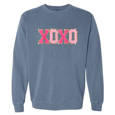 Chenille Patch Sparkling Xoxo Valentine Day Heart Love Gift Garment-Dyed Sweatshirt