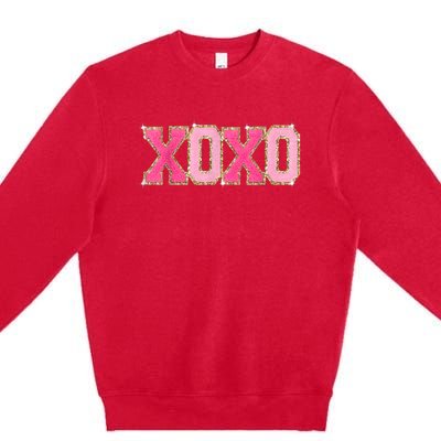 Chenille Patch Sparkling Xoxo Valentine Day Heart Love Gift Premium Crewneck Sweatshirt