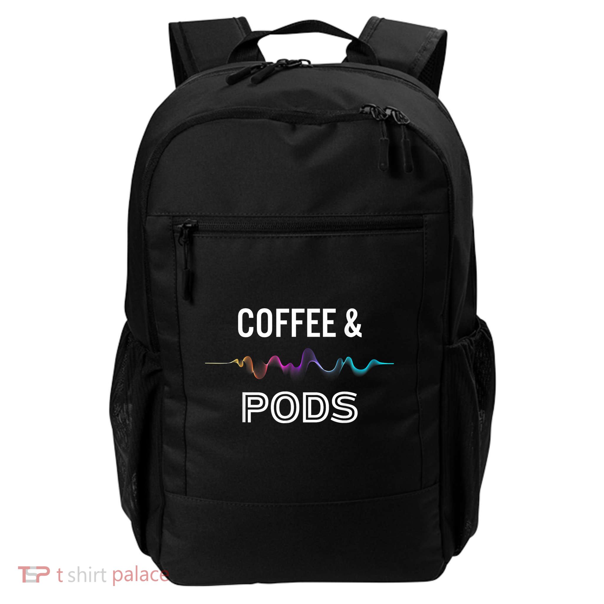 Coffee & Pods Sound Wave Tee Daily Commute Backpack