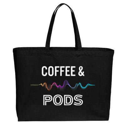 Coffee & Pods Sound Wave Tee Cotton Canvas Jumbo Tote