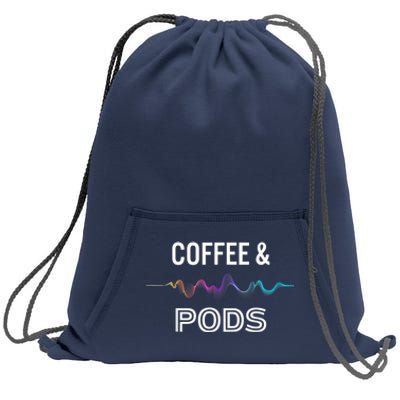 Coffee & Pods Sound Wave Tee Sweatshirt Cinch Pack Bag