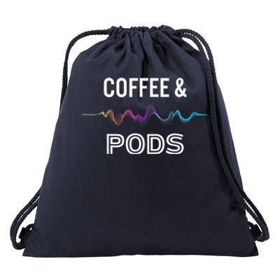 Coffee & Pods Sound Wave Tee Drawstring Bag