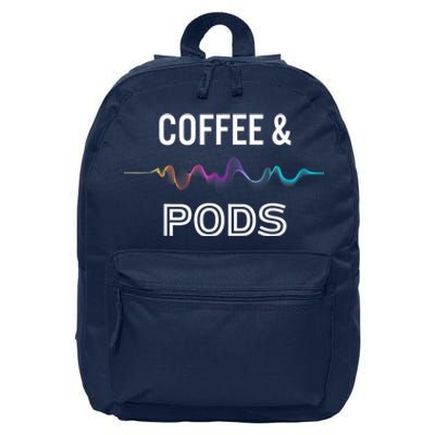 Coffee & Pods Sound Wave Tee 16 in Basic Backpack