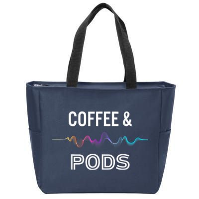 Coffee & Pods Sound Wave Tee Zip Tote Bag