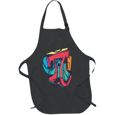 Cubist Pi Symbol 100 Days Of School Math Lover Full-Length Apron With Pockets