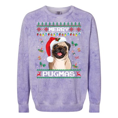 Christmas Pug Santa For Pug Lover Merry Pugmas Xmas Colorblast Crewneck Sweatshirt