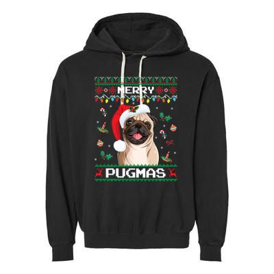 Christmas Pug Santa For Pug Lover Merry Pugmas Xmas Garment-Dyed Fleece Hoodie