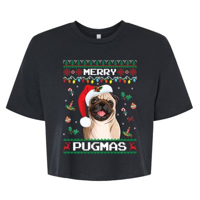 Christmas Pug Santa For Pug Lover Merry Pugmas Xmas Bella+Canvas Jersey Crop Tee