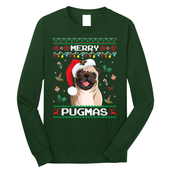 Christmas Pug Santa For Pug Lover Merry Pugmas Xmas Long Sleeve Shirt