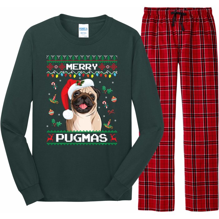 Christmas Pug Santa For Pug Lover Merry Pugmas Xmas Long Sleeve Pajama Set