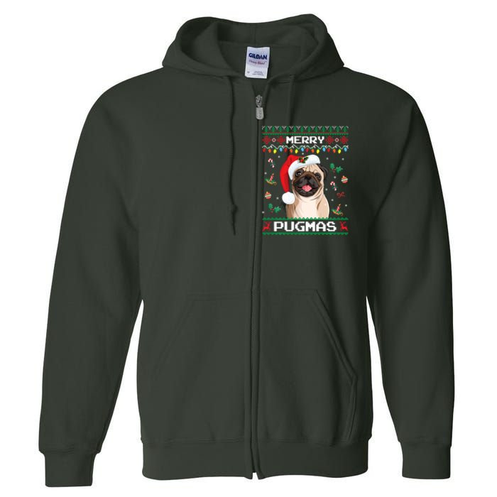 Christmas Pug Santa For Pug Lover Merry Pugmas Xmas Full Zip Hoodie