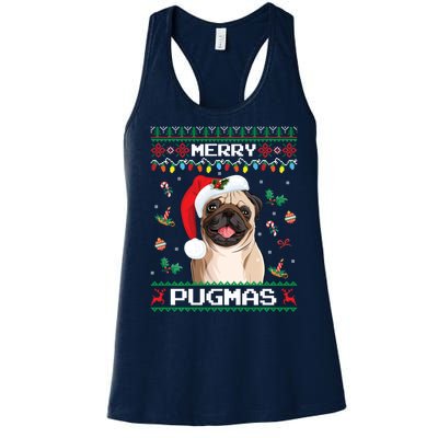 Christmas Pug Santa For Pug Lover Merry Pugmas Xmas Women's Racerback Tank