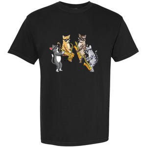 Cats Playing Saxophone Jazz Sax Musician Saxophonist Garment-Dyed Heavyweight T-Shirt