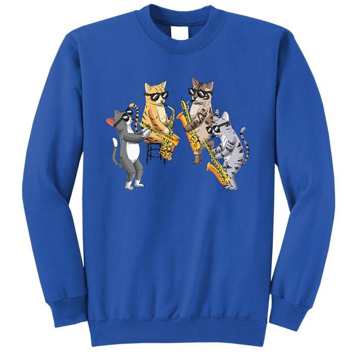 Cats Playing Saxophone Jazz Sax Musician Saxophonist Sweatshirt