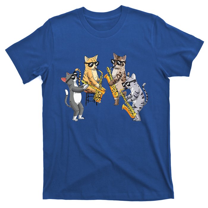 Cats Playing Saxophone Jazz Sax Musician Saxophonist T-Shirt