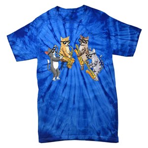 Cats Playing Saxophone Jazz Sax Musician Saxophonist Tie-Dye T-Shirt