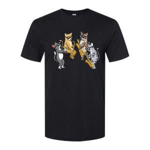 Cats Playing Saxophone Jazz Sax Musician Saxophonist Softstyle CVC T-Shirt