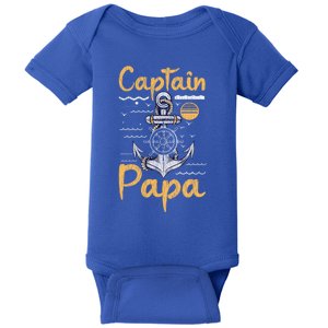 Captain Papa Sailing Boating Father Son Dad Matching Sailor Gift Baby Bodysuit