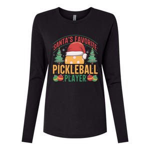 Christmas Pickleball Santa Favorite Pickleball Player Womens Cotton Relaxed Long Sleeve T-Shirt