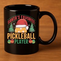 Christmas Pickleball Santa Favorite Pickleball Player 11oz C Handle Ceramic Mug