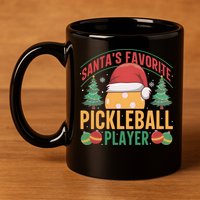 Christmas Pickleball Santa Favorite Pickleball Player 11oz C Handle Ceramic Mug