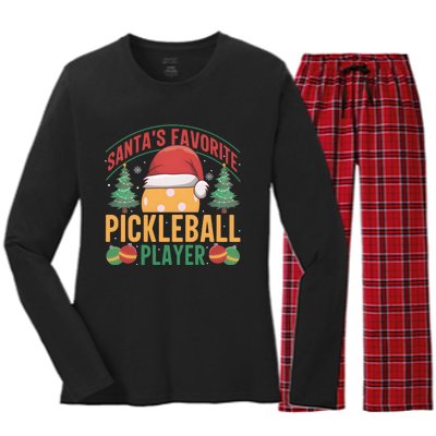 Christmas Pickleball Santa Favorite Pickleball Player Women's Long Sleeve Flannel Pajama Set 