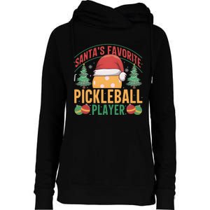 Christmas Pickleball Santa Favorite Pickleball Player Womens Funnel Neck Pullover Hood