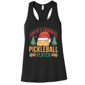 Christmas Pickleball Santa Favorite Pickleball Player Women's Racerback Tank