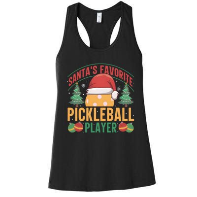 Christmas Pickleball Santa Favorite Pickleball Player Women's Racerback Tank