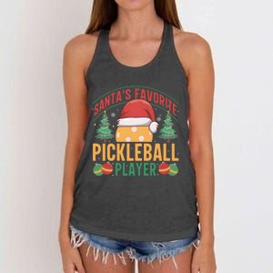 Christmas Pickleball Santa Favorite Pickleball Player Women's Knotted Racerback Tank