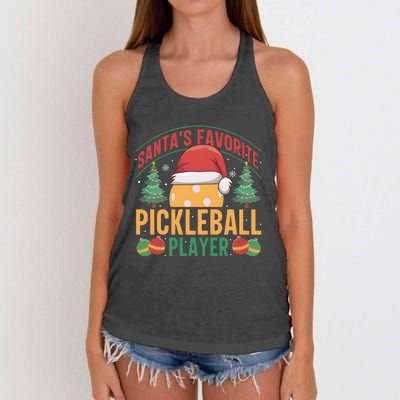 Christmas Pickleball Santa Favorite Pickleball Player Women's Knotted Racerback Tank