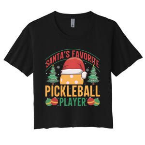 Christmas Pickleball Santa Favorite Pickleball Player Women's Crop Top Tee