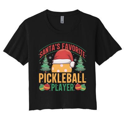 Christmas Pickleball Santa Favorite Pickleball Player Women's Crop Top Tee