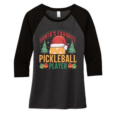 Christmas Pickleball Santa Favorite Pickleball Player Women's Tri-Blend 3/4-Sleeve Raglan Shirt