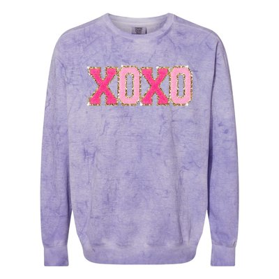 Chenille Patch S.Parkling Xoxo Valentine Day Heart Love Gift Colorblast Crewneck Sweatshirt