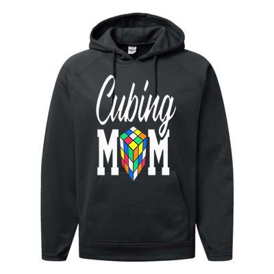 cube puzzle solver cubing mom speed cubing mors Performance Fleece Hoodie