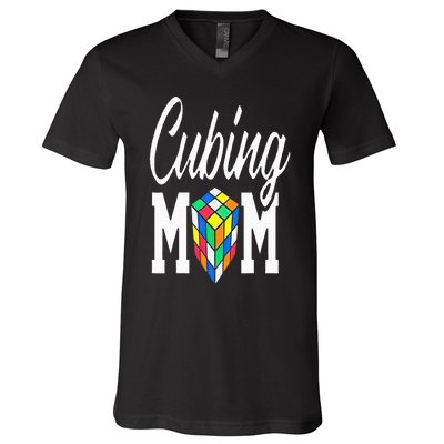 cube puzzle solver cubing mom speed cubing mors V-Neck T-Shirt