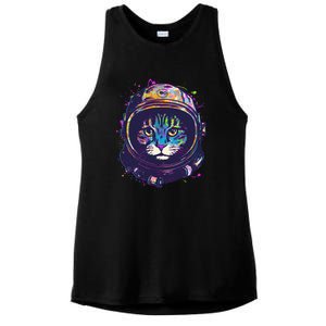 Colorful Paint Splat Astronaut Cat Ladies PosiCharge Tri-Blend Wicking Tank