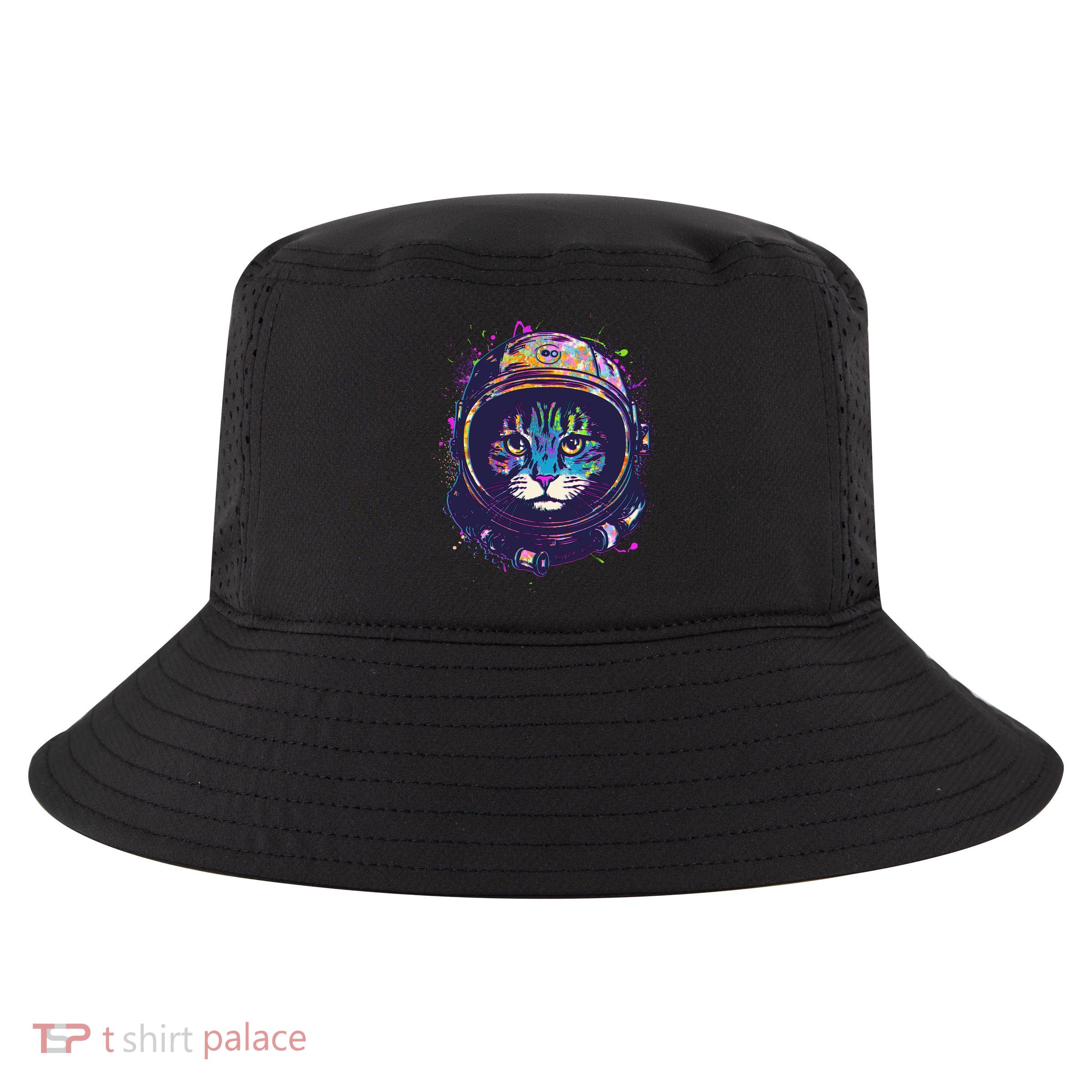 Colorful Paint Splat Astronaut Cat Cool Comfort Performance Bucket Hat