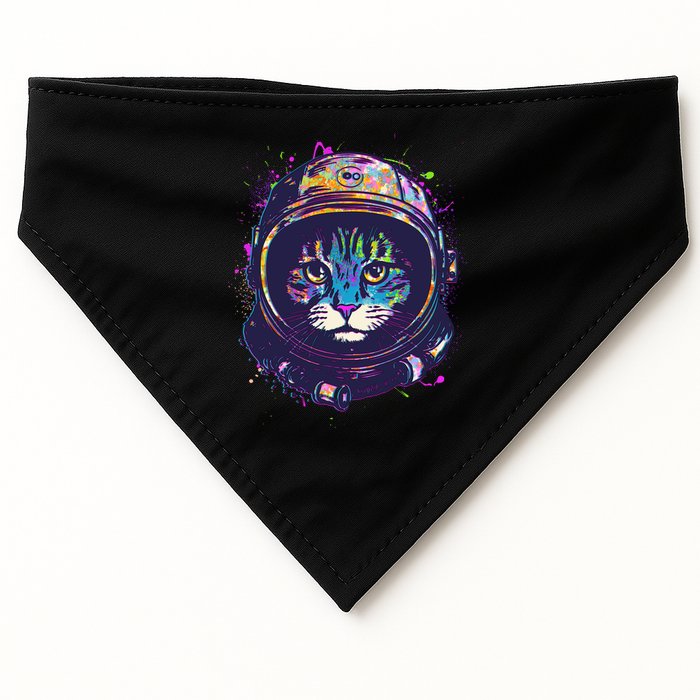 Colorful Paint Splat Astronaut Cat USA-Made Doggie Bandana