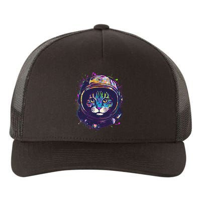 Colorful Paint Splat Astronaut Cat Yupoong Adult 5-Panel Trucker Hat