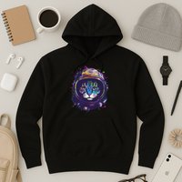 Colorful Paint Splat Astronaut Cat Hoodie