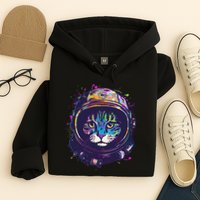 Colorful Paint Splat Astronaut Cat Hoodie