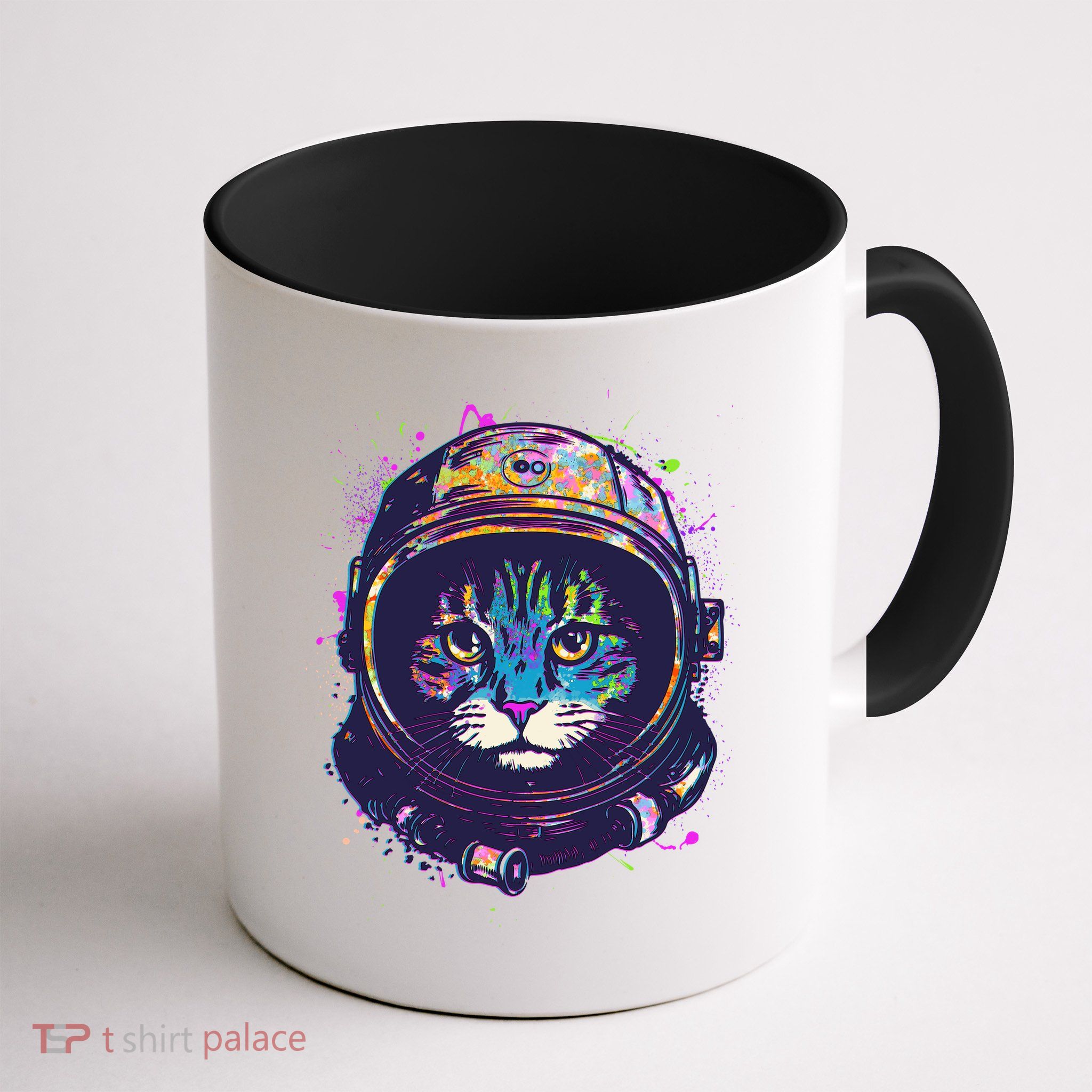 Colorful Paint Splat Astronaut Cat Mug