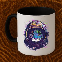 Colorful Paint Splat Astronaut Cat Mug